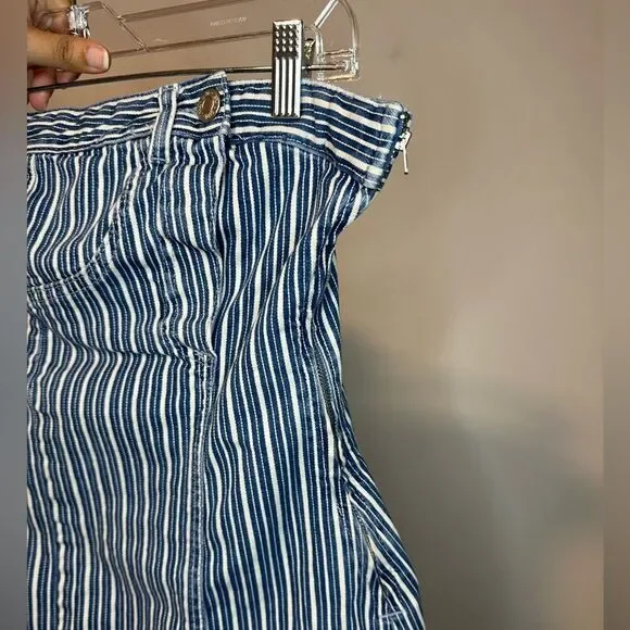 Zara Strapless Striped Denim Mini Strapless Dress Sz L - Picture 5 of 6